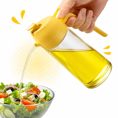 2-in-1 Sprayable & Pourable Oil Bottle – Dual-Function Glass Oil Dispenser with Leakproof Design & Large Mouth for Kitchen Cooking (450ml/600ml)